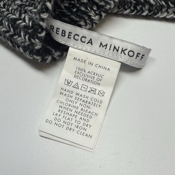 Rebecca Minkoff Knit Arm Warmer Winter Black White Marled Fingerless Gloves New - Picture 6 of 6